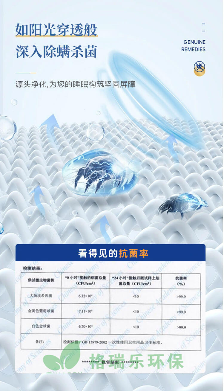 中科院检测，权威认证，抗菌率99.9%，无毒无害检测报告，皮肤无刺激性报  告，防霉性能报告，纳米技术检测报告